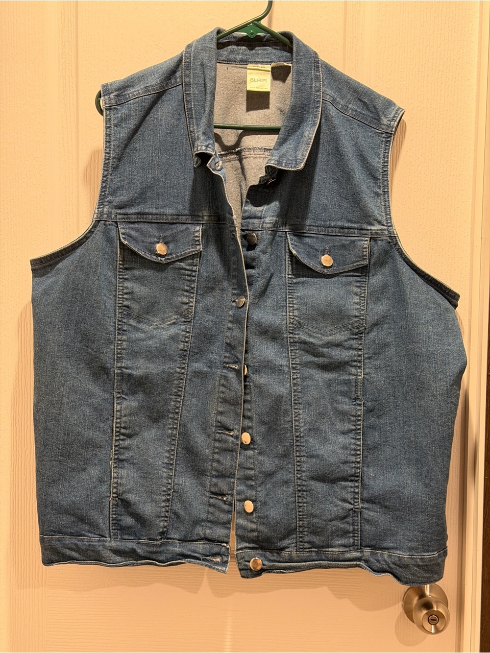 Blair Women’s 2XL Blue Denim Vest Button Front Sleeveless Jean Jacket Plus Siz